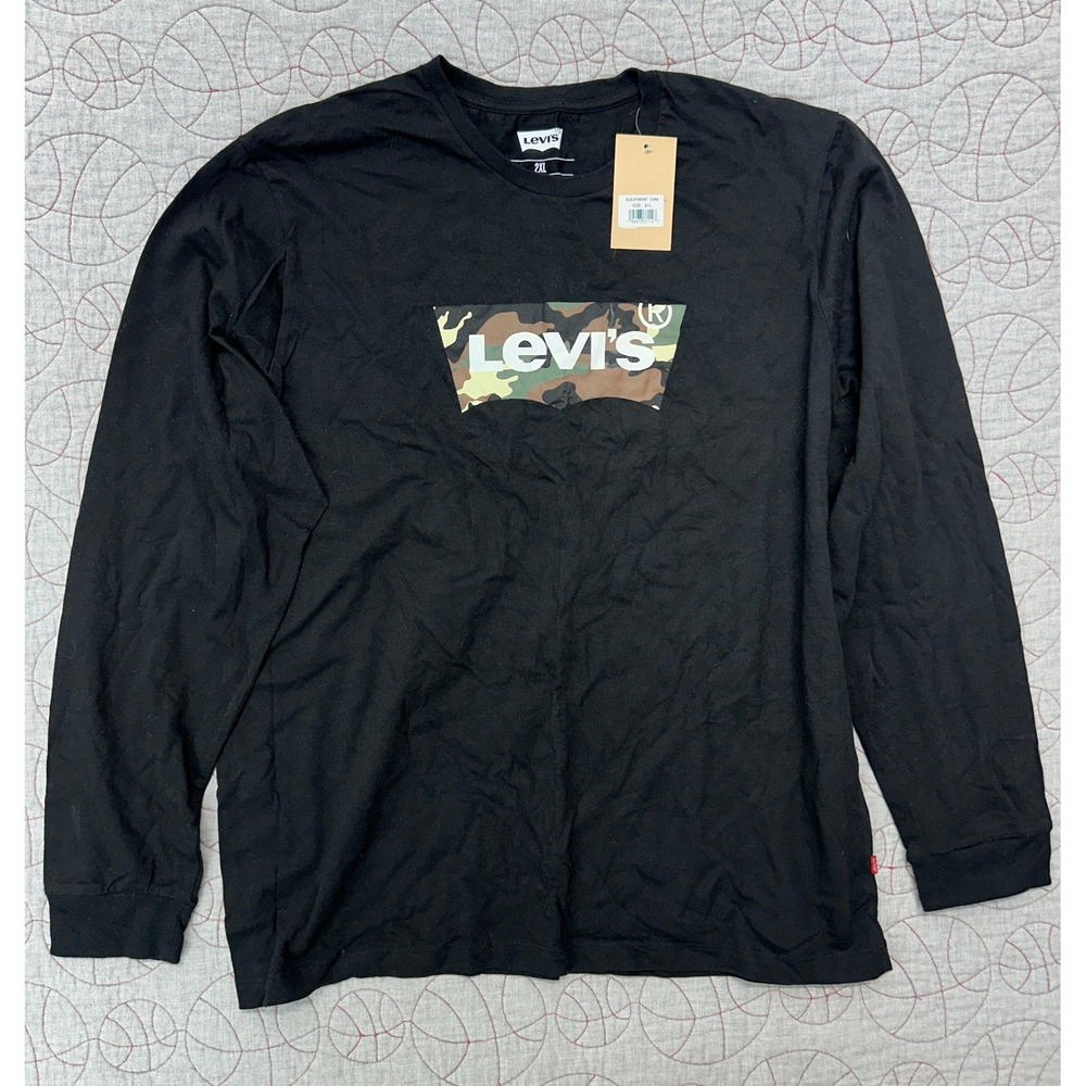 Levis Long Sleeve Shirt Black Camo Logo / Mens 2XL
